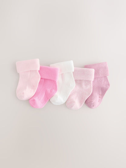 Pink Baby Socks 5 Pack - Size 50cm (First Size)