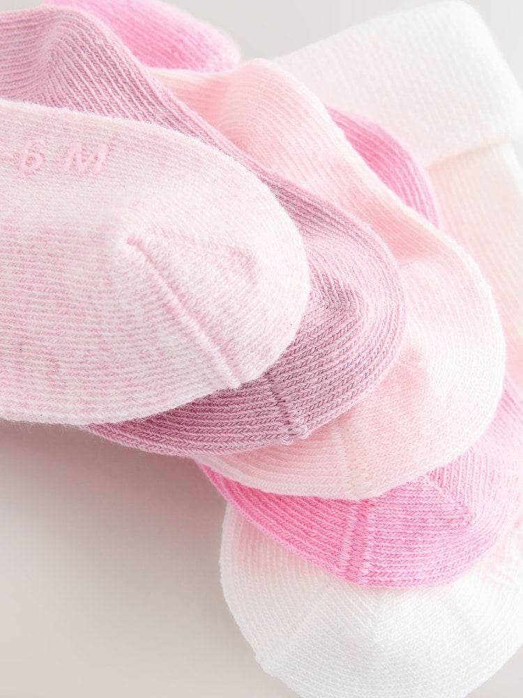 Pink Baby Socks 5 Pack - Size 50cm (First Size)