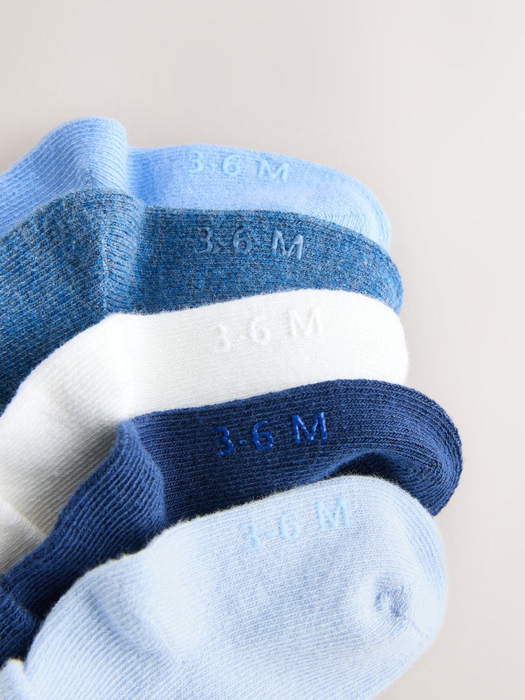 Blue Baby Roll Top Socks 7 Pack (0mths-2yrs) - Size 50cm (First Size)