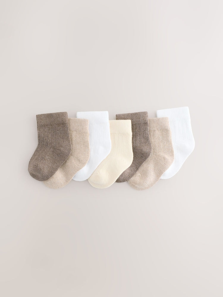 Neutral Baby Socks 7 Pack (0mths-2yrs) - Size 50cm (First Size)