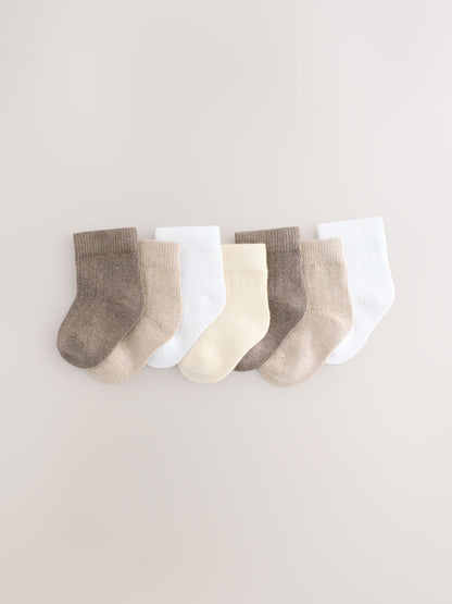 Neutral Baby Socks 7 Pack (0mths-2yrs) - Size 50cm (First Size)