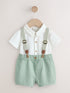 Sage Green Shirt Body Shorts and Braces Baby Set 3 Piece (0mths-2yrs) - Sage Green / 12-18 Months (80-86cm)