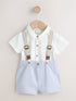 Blue Shirt Body Shorts and Braces Baby Set 3 Piece (0mths-2yrs)