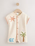Neutral Palm Print Jersey Waffle Baby Romper (0mths-3yrs) - Neutral Palm Print / 12-18 Months (80-86cm)
