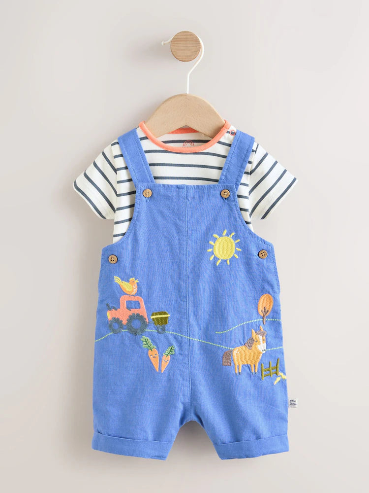 Blue Farm Dungarees And Bodysuit Baby Set (0mths-2yrs)
