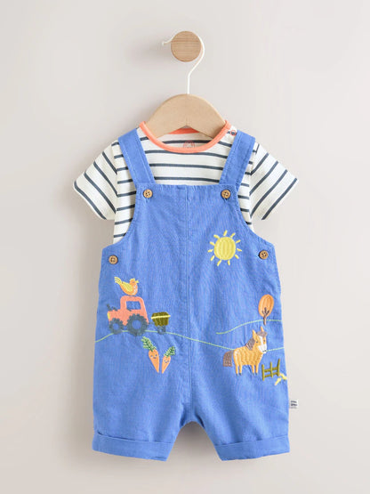 Blue Farm Dungarees And Bodysuit Baby Set (0mths-2yrs)