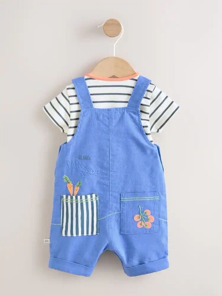 Blue Farm Dungarees And Bodysuit Baby Set (0mths-2yrs)