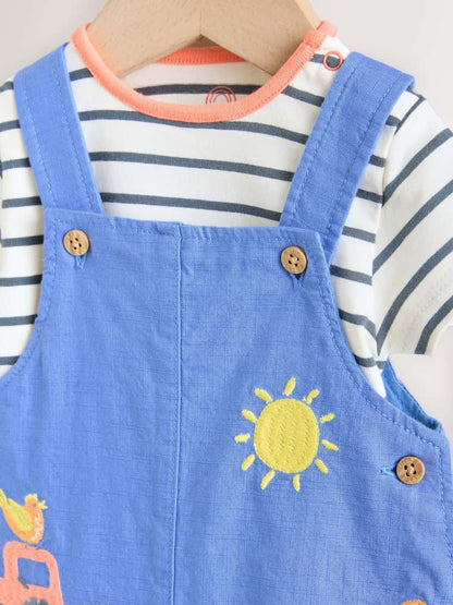 Blue Farm Dungarees And Bodysuit Baby Set (0mths-2yrs)