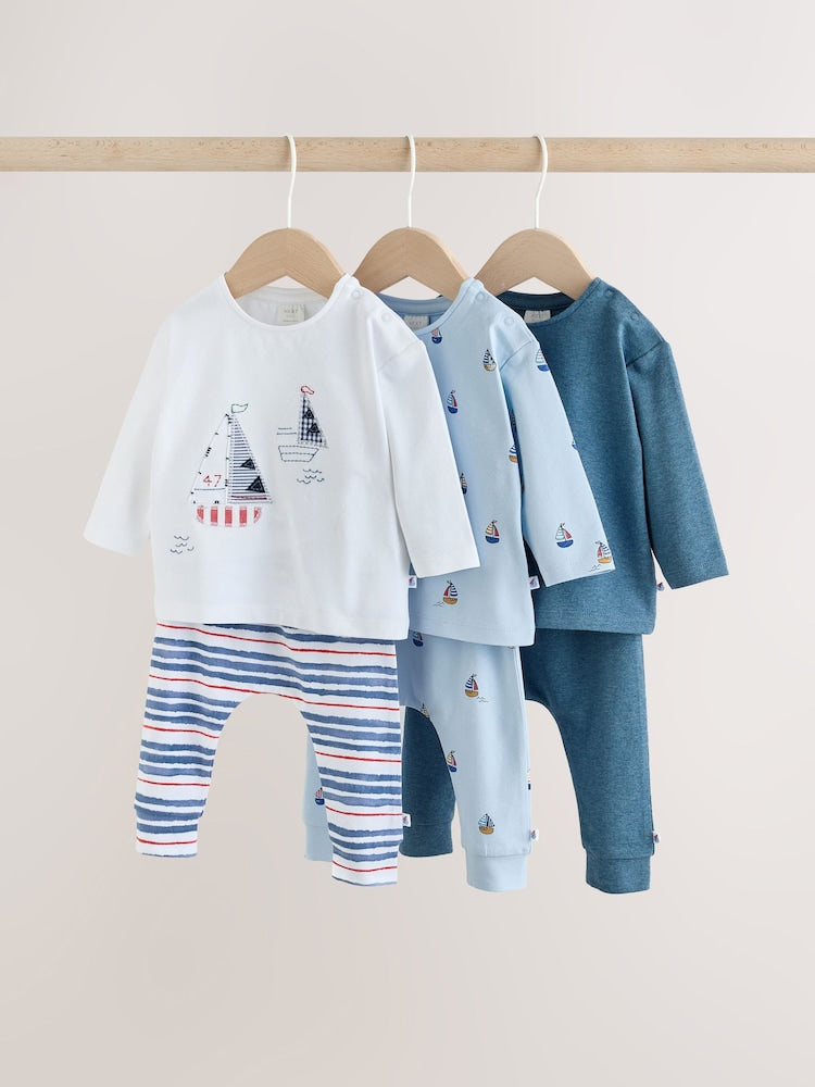 Blue Nautical Baby Top & Leggings 6 Piece Set (0mths-3yrs) - Blue Nautical / 12-18 Months (80-86cm)