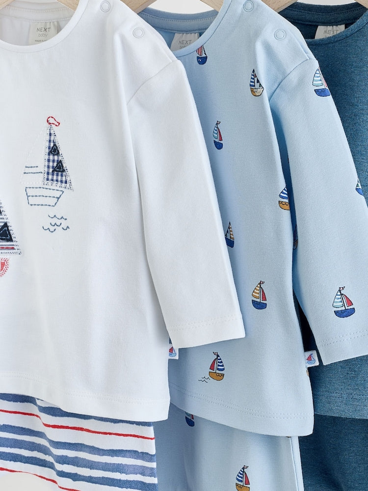 Blue Nautical Baby Top &amp; Leggings 6 Piece Set (0mths-3yrs)
