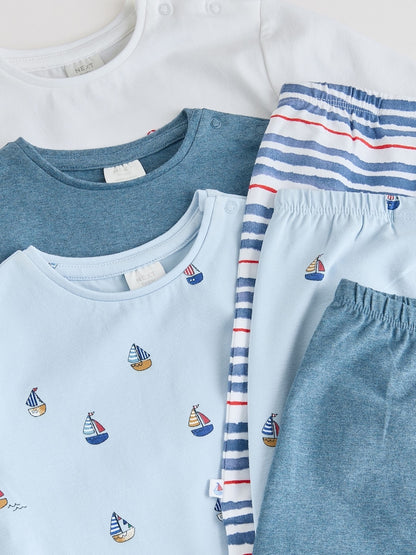 Blue Nautical Baby Top &amp; Leggings 6 Piece Set (0mths-3yrs)