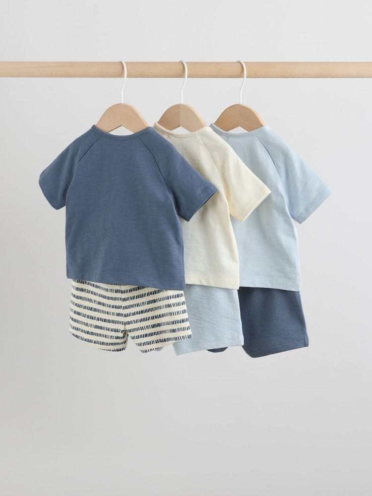 Blue/Ecru Milk Club Tops and Shorts Baby Set 6 Piece (0mths-3yrs)