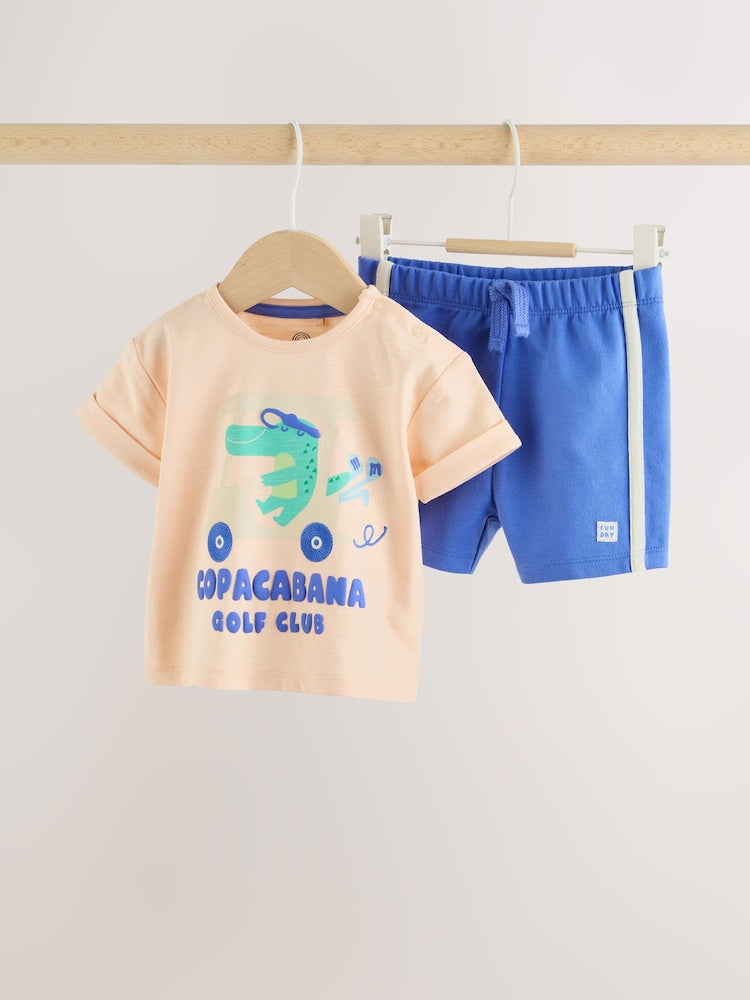 Orange Crocodile Print Top and Shorts Baby Set (0mths-2yrs)