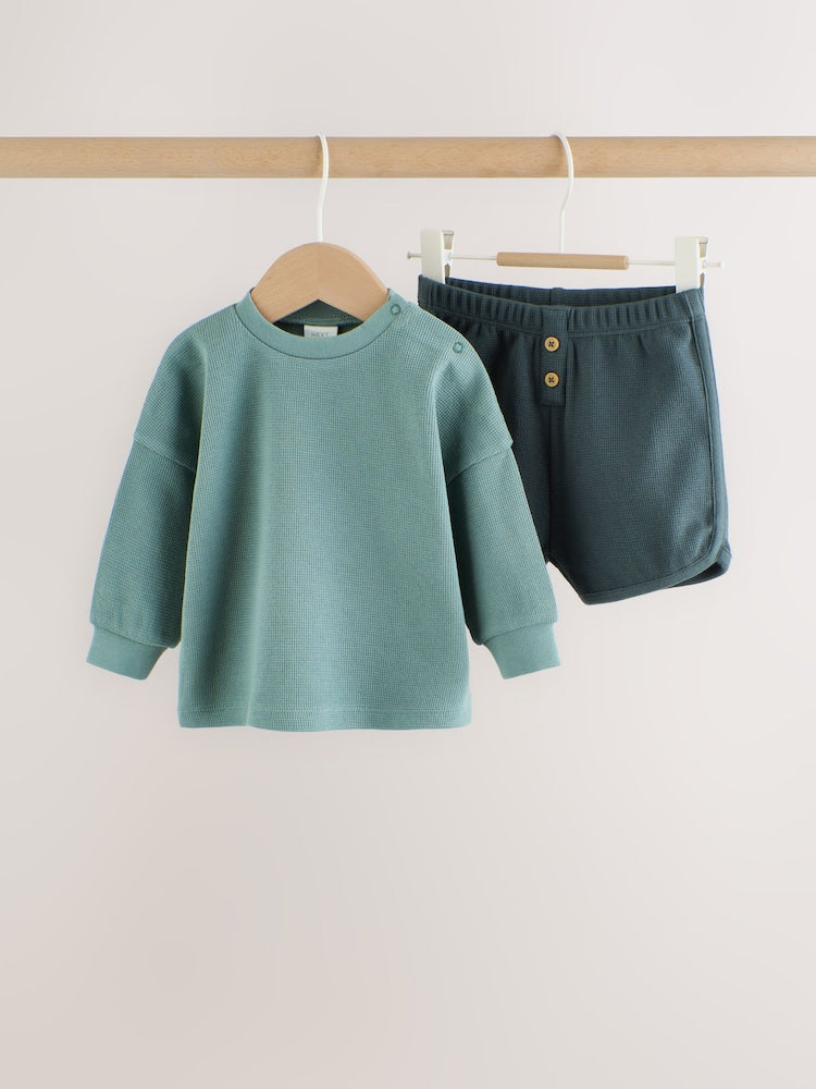 Green Long Sleeve Top and Shorts Baby Set (0mths-2yrs)