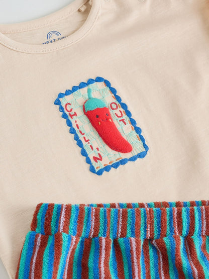 Neutral Chilli Print Top and Shorts Baby Set (0mths-2yrs)