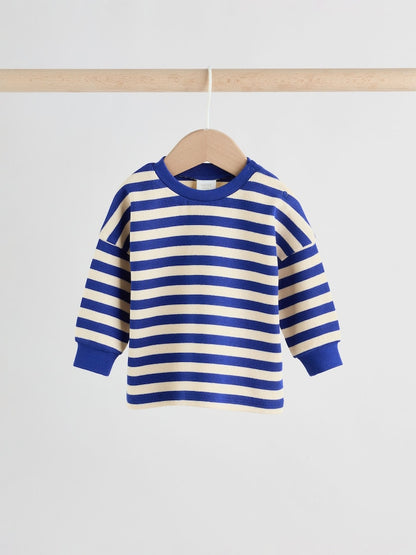 Blue Stripe Long Sleeve Top and Shorts Baby Set (0mths-2yrs)