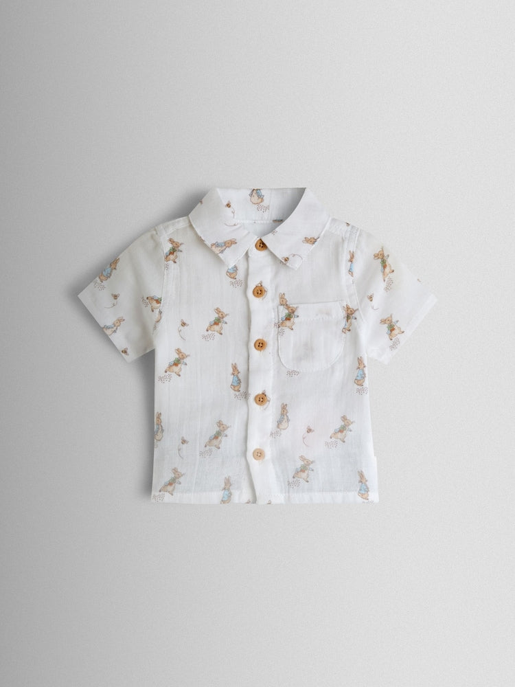 JoJo Maman Bébé Navy Peter Rabbit™ 2-Piece Shirt &amp; Shorts Set - Size Up To 3 Months (50 - 62cm)