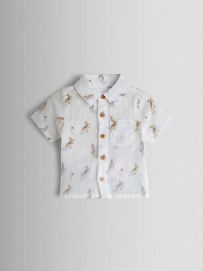 JoJo Maman Bébé Navy Peter Rabbit™ 2-Piece Shirt &amp; Shorts Set - Size Up To 3 Months (50 - 62cm)