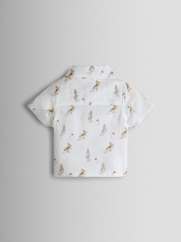 JoJo Maman Bébé Navy Peter Rabbit™ 2-Piece Shirt &amp; Shorts Set - Size Up To 3 Months (50 - 62cm)