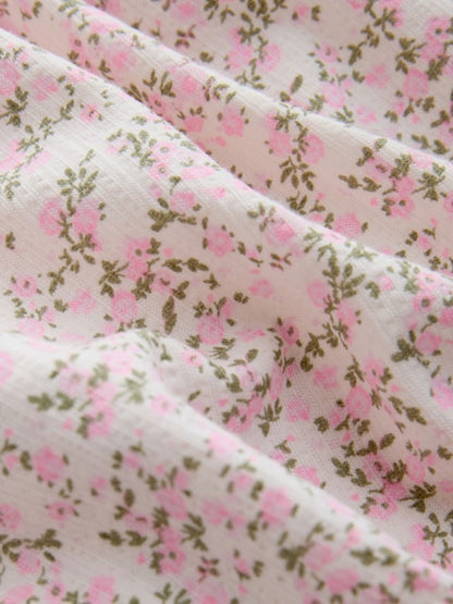 Pink Floral Button Jersey Dress (3mths-7yrs)