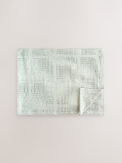 2 Pack Sage Green Cotton Baby Cellular Blankets - Size 75x95
