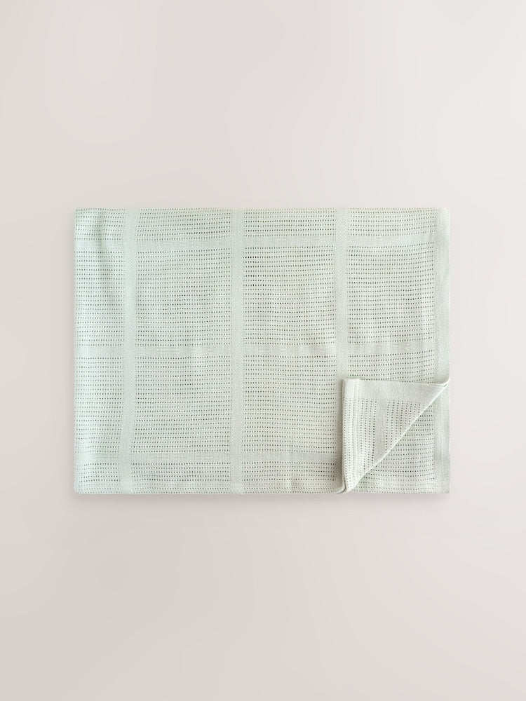 2 Pack Sage Green Cotton Baby Cellular Blankets - Size 75x95