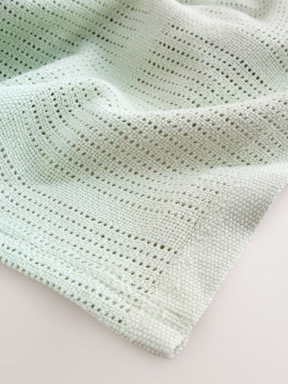 2 Pack Sage Green Cotton Baby Cellular Blankets - Size 75x95