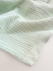 2 Pack Sage Green Cotton Baby Cellular Blankets - Size 75x95