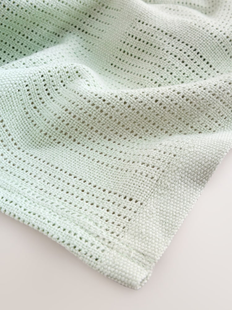 2 Pack Sage Green Cotton Baby Cellular Blankets - Size 75x95