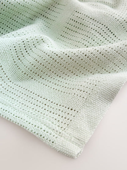 2 Pack Sage Green Cotton Baby Cellular Blankets - Size 75x95