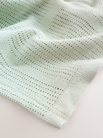 2 Pack Sage Green Cotton Baby Cellular Blankets - Size 75x95