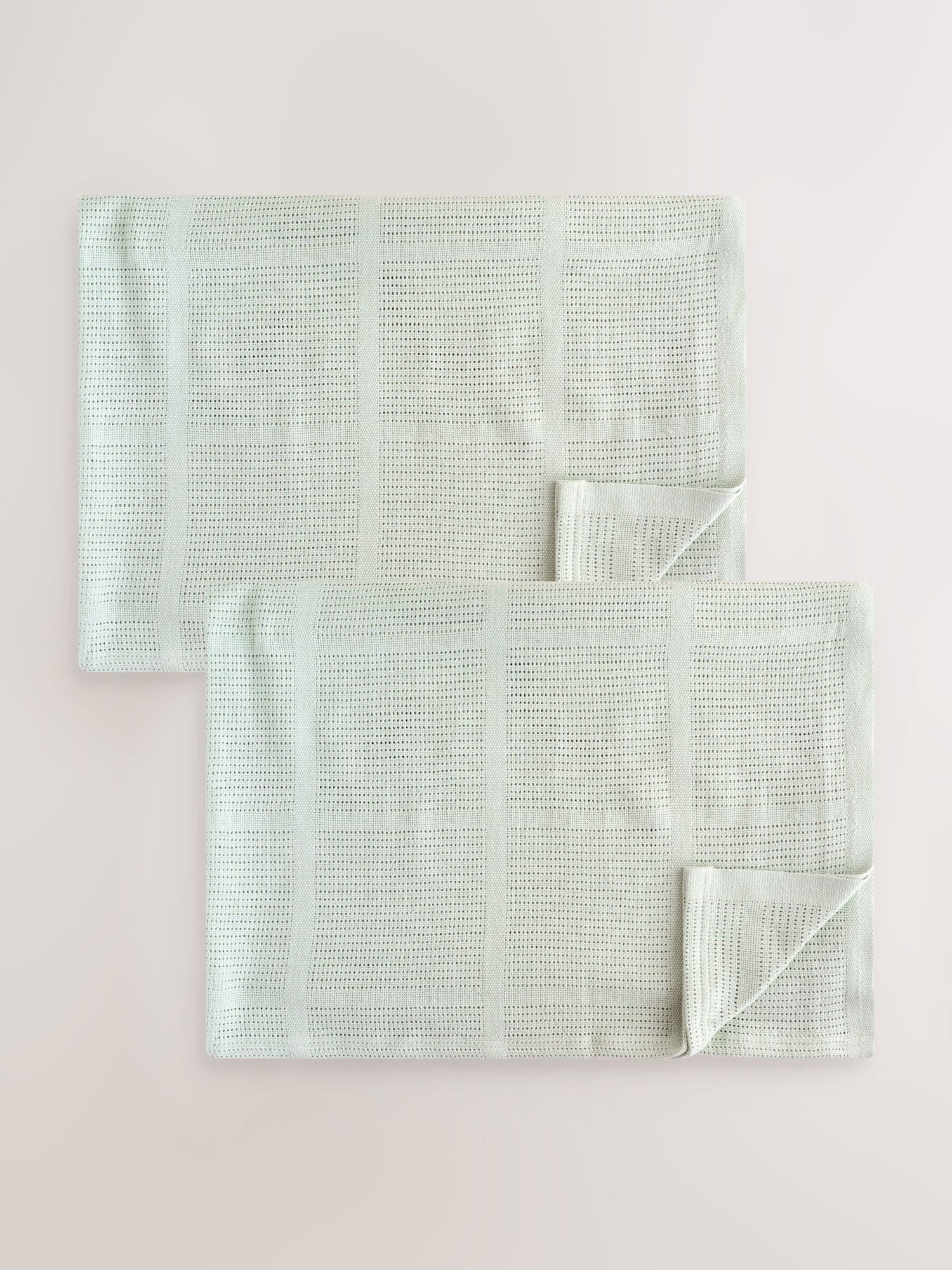 2 Pack Sage Green Cotton Baby Cellular Blankets - Size 75x95 - Default 1