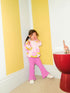 Light Pink Flowers Sweatshirt & Flare Leggings Set (3mths-7yrs) - Light Pink Flowers / 12-18 Months (80-86cm)