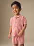 Dusky Pink Textured Knitted Polo Shirt and Shorts Set (3mths-10yrs)