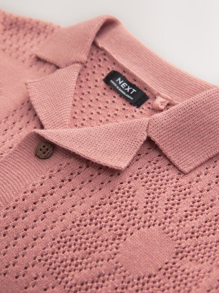 Dusky Pink Textured Knitted Polo Shirt and Shorts Set (3mths-10yrs)