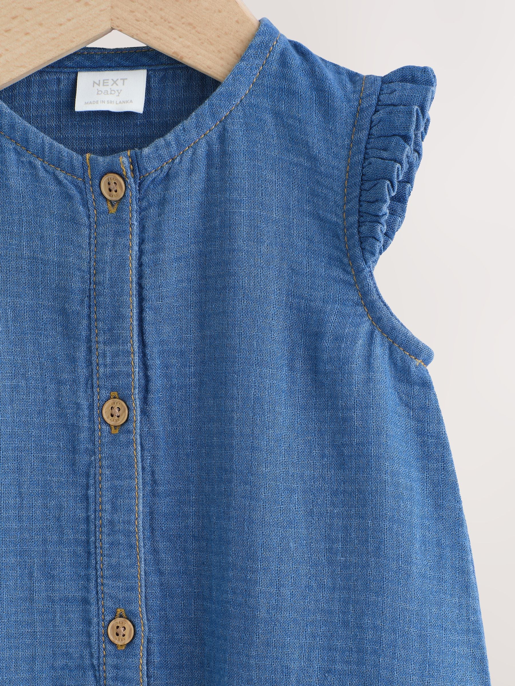 Denim Blue Baby Long Leg Romper (0mths-2yrs) - Size Up to 1 Month (56cm)