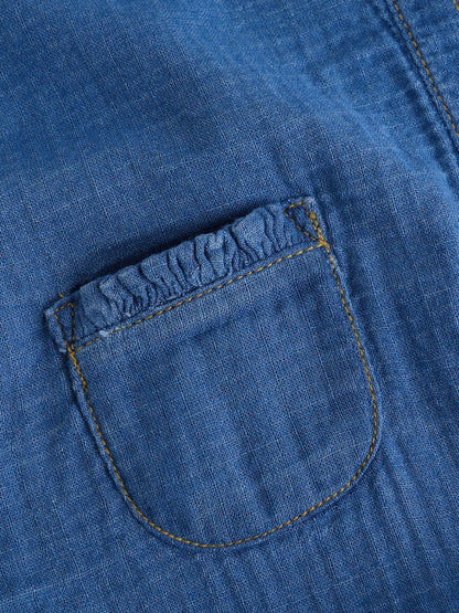 Denim Blue Baby Long Leg Romper (0mths-2yrs)