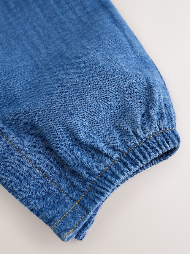 Denim Blue Baby Long Leg Romper (0mths-2yrs) - Size Up to 1 Month (56cm)