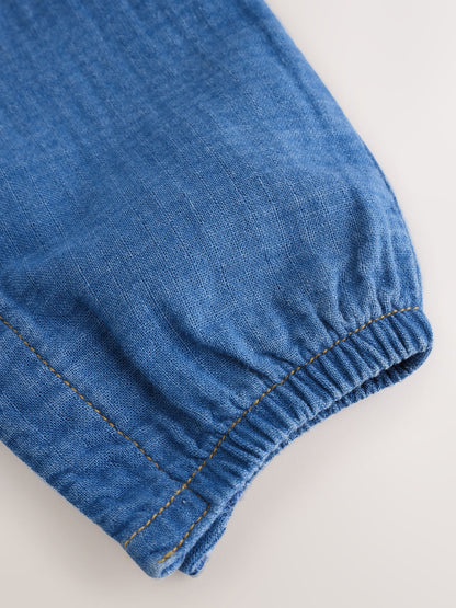 Denim Blue Baby Long Leg Romper (0mths-2yrs) - Size Up to 1 Month (56cm)