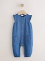 Denim Blue Baby Long Leg Romper (0mths-2yrs) - Size Up to 1 Month (56cm)