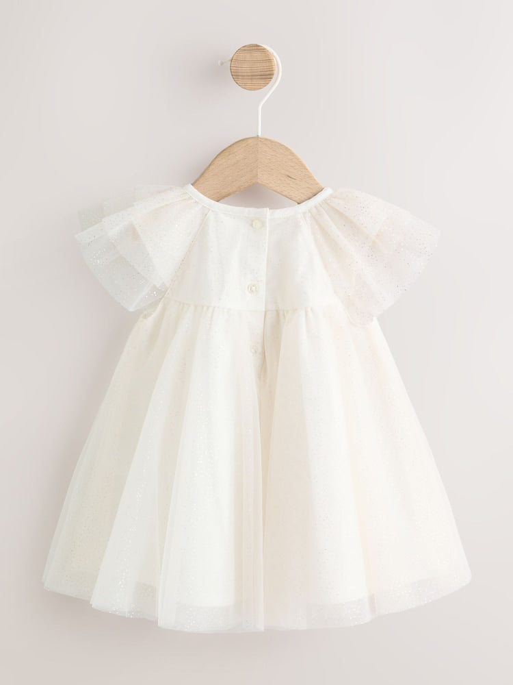 White Sparkle Baby Mesh Dress (0mths-2yrs)