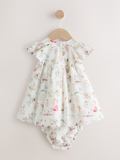 White Character Woven Baby Dress and Knickers Set 2 Piece (0mths-2yrs)