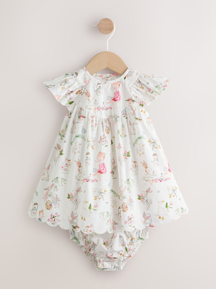 White Character Woven Baby Dress and Knickers Set 2 Piece (0mths-2yrs)