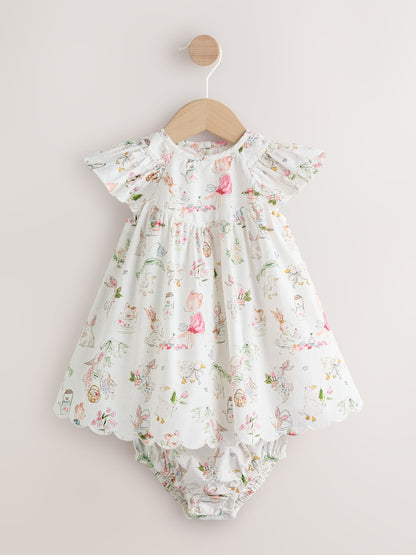 White Character Woven Baby Dress and Knickers Set 2 Piece (0mths-2yrs)