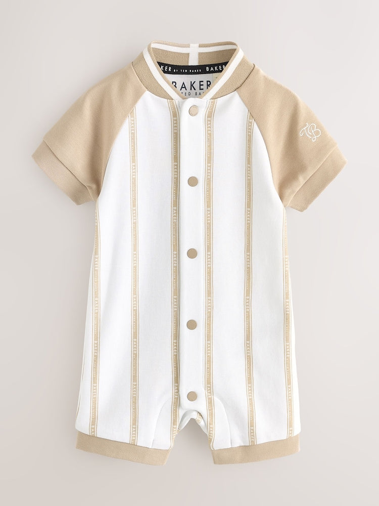 Baker by Ted Baker Blue/Stone Varsity Rompers 2 Pack - Size Newborn