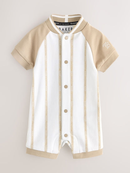 Baker by Ted Baker Blue/Stone Varsity Rompers 2 Pack - Size Newborn