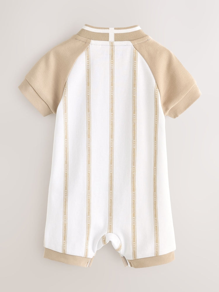 Baker by Ted Baker Blue/Stone Varsity Rompers 2 Pack - Size Newborn
