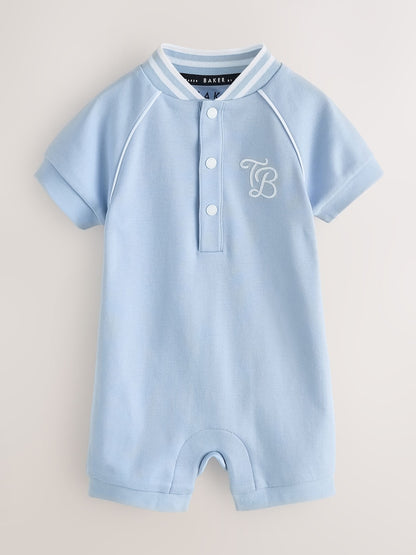 Baker by Ted Baker Blue/Stone Varsity Rompers 2 Pack - Size Newborn