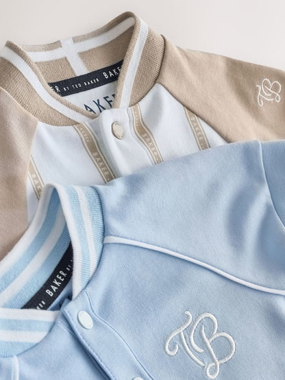 Baker by Ted Baker Blue/Stone Varsity Rompers 2 Pack - Size Newborn