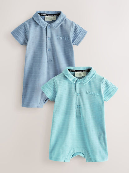 Baker by Ted Baker Textured Blue Rompers 2 Pack